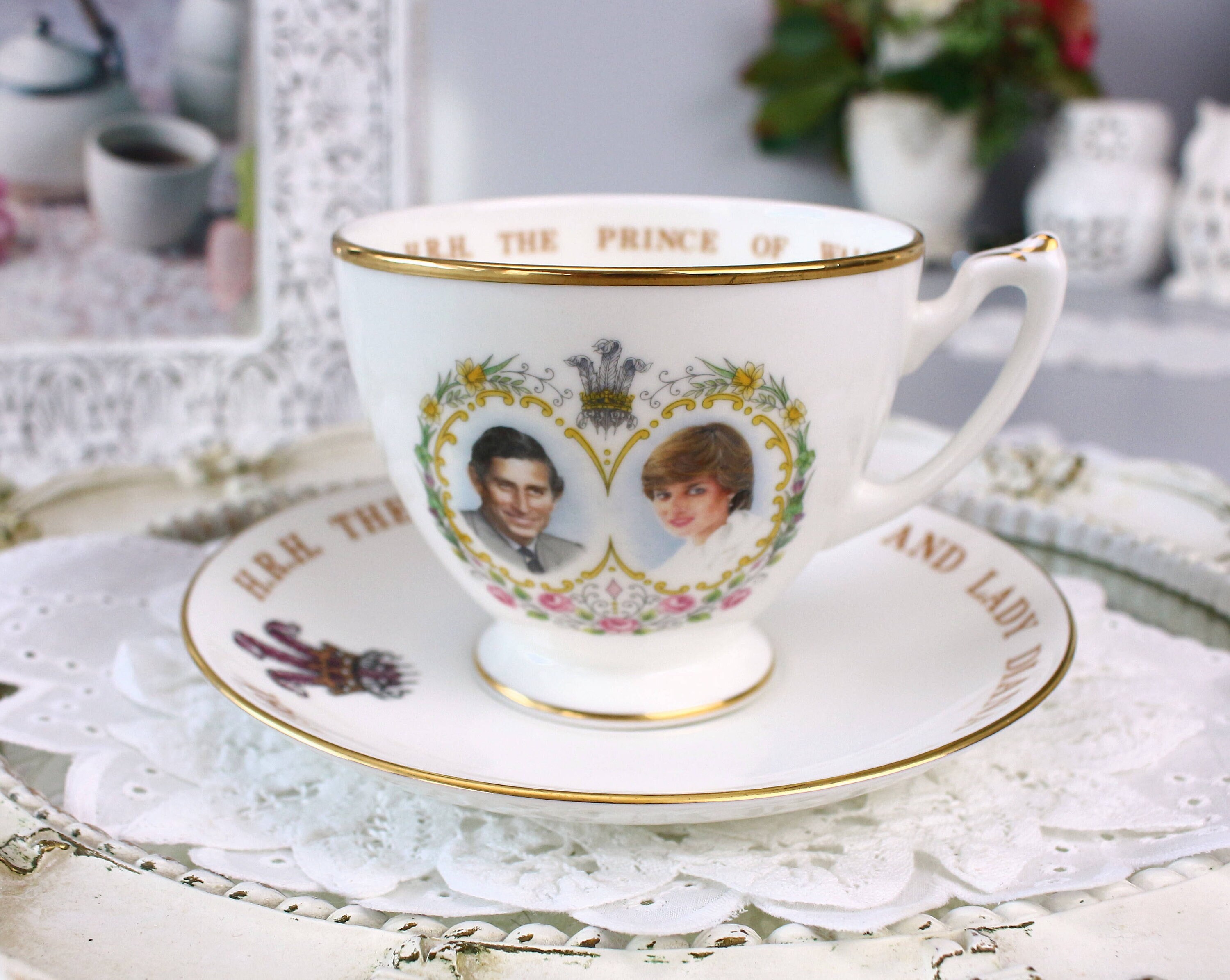 CROWN STAFFORDSHIRE Prince Charles & Diana Teacup Saucer, 1981