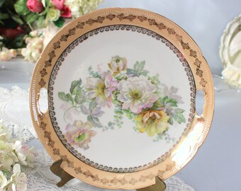 ヴィンテージ中国 9 インチ プレート 千花、手描きの花の
