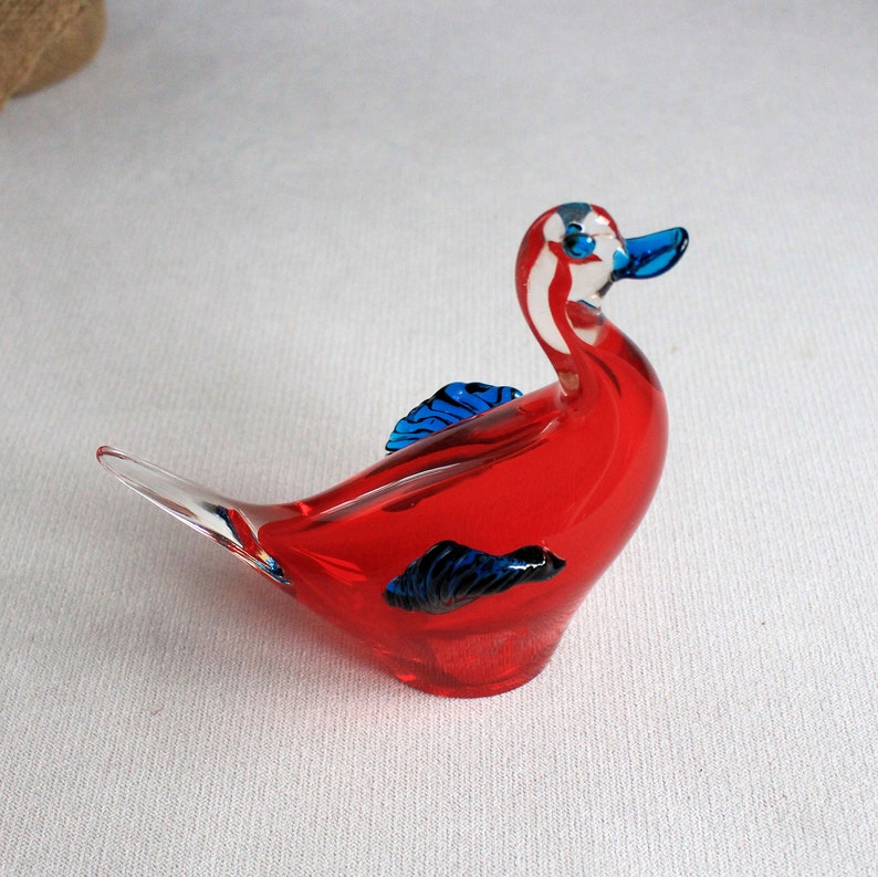 Eend eend van rood glas Vintage glazen vogel Duck beeldje Etsy