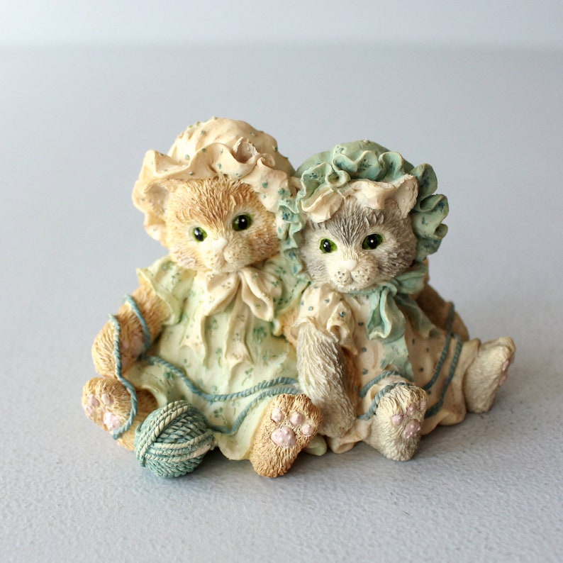 Vintage Calico Kittens Resin Cat Figurine Cats With Yarn and Etsy