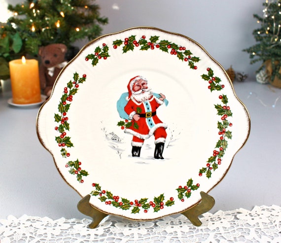 QUEEN'S 'santa' Plate, Vintage Christmas Decor, Oval Cake Serving