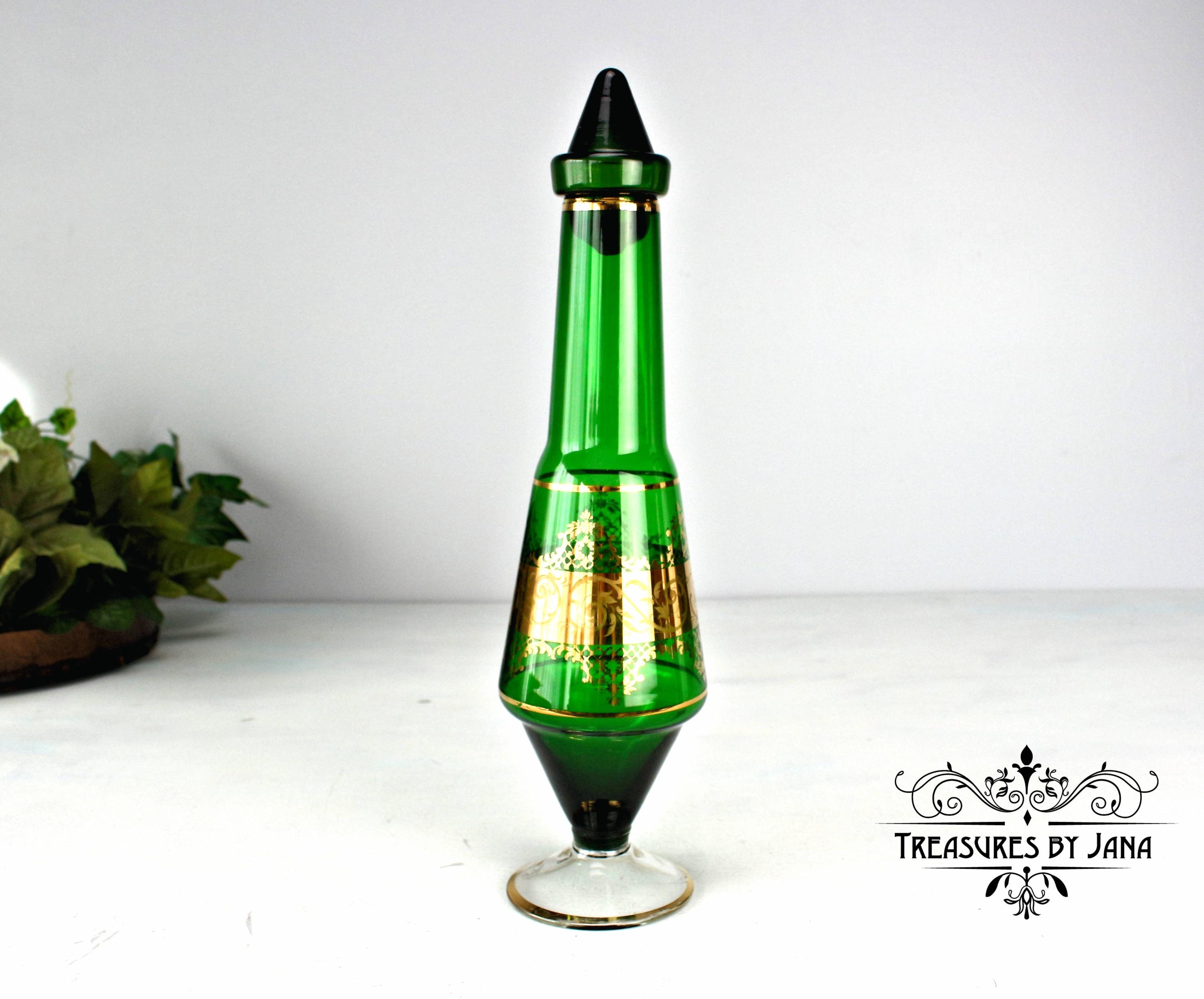 ヴィンテージ ベネチアン エメラルドグリーン カラフェ＆ワイングラス