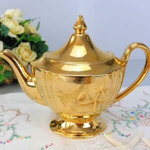Royal Winton Golden Age Teapot, Large Ribbed England Teapot, C