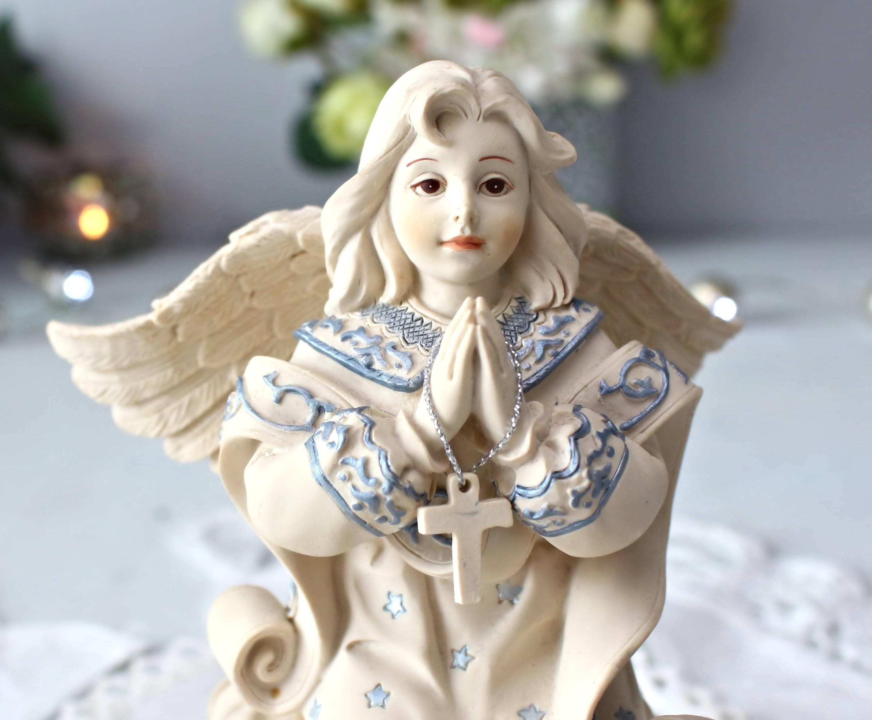 Sarah's Angels® Musical Box, Resin Angel With Cross, Pastel