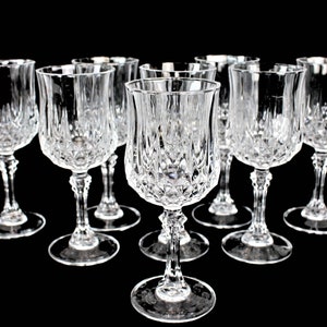 Crystal Glasses, DURAND D'ARQUE Vintage Sherry Liquor Aperitif Vodka Glasses, Genuine Lead Crystal , Vintage Barware, Longchamp Design, 4oz