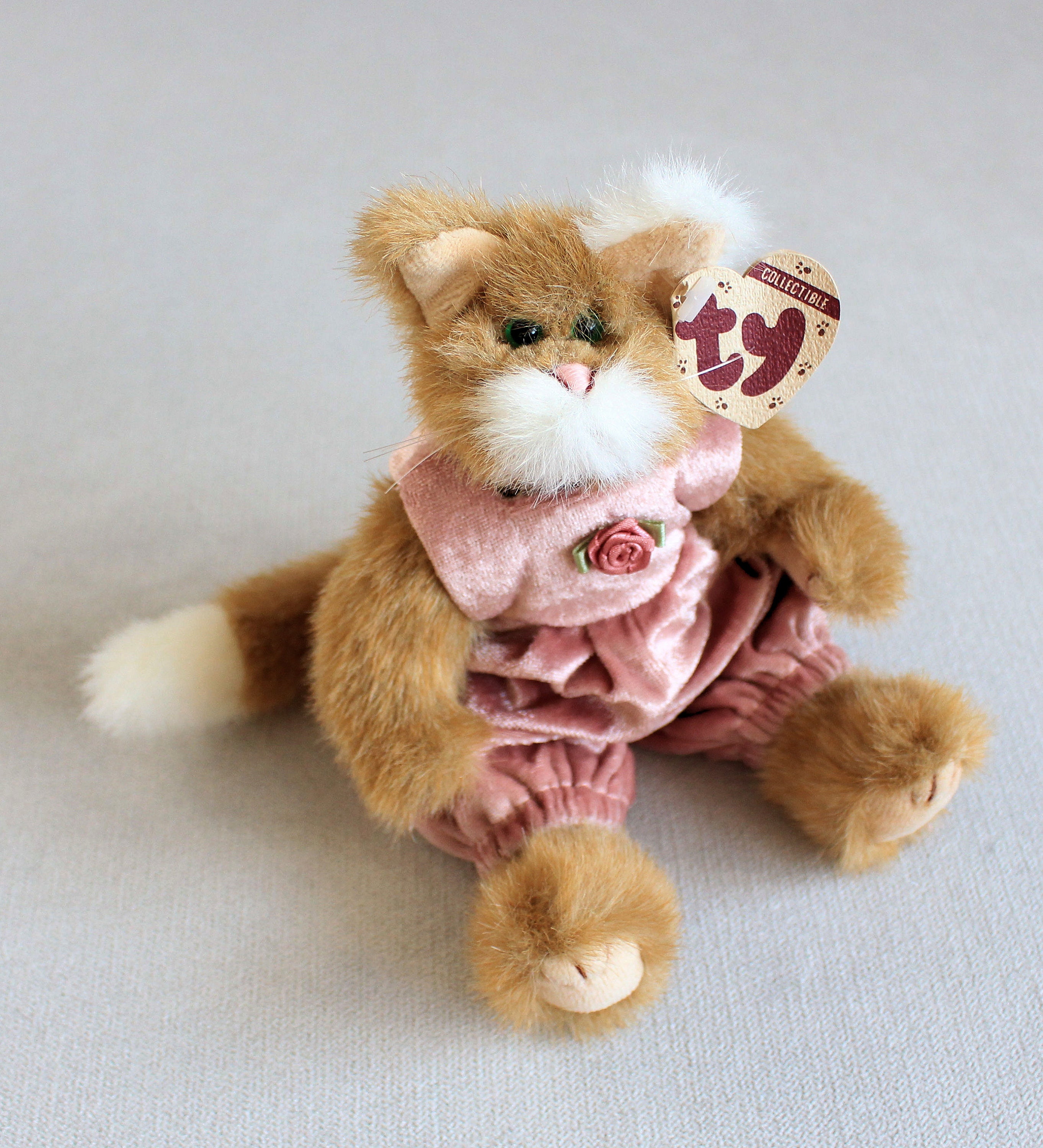 Vintage TY Plush Cat, New Attic Treasures Collection, Rose Dress