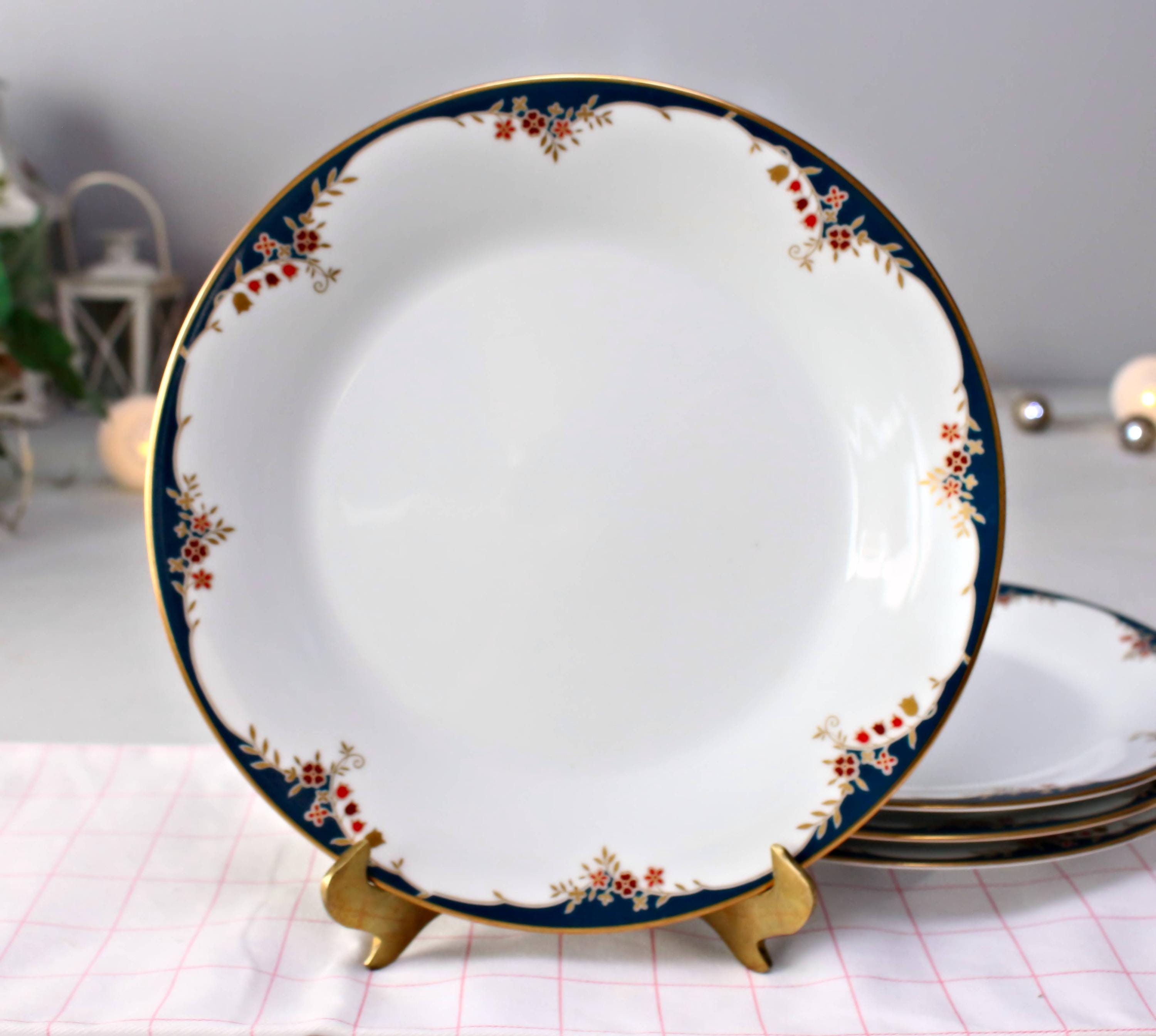 NORITAKE Plates 'EMBRACE': Set of 4 Porcelain Salad Plates, Gold