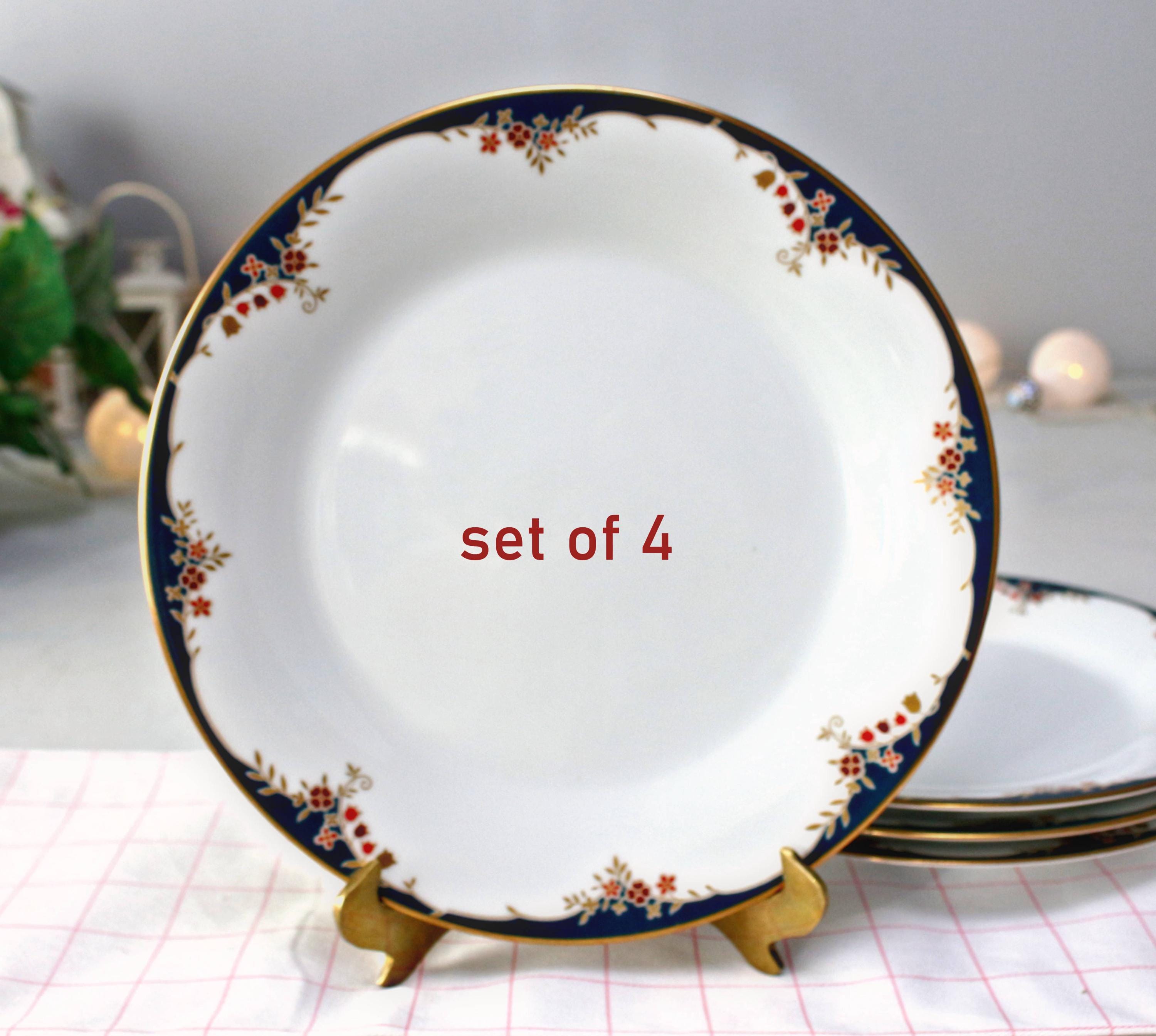 NORITAKE Plates 'EMBRACE': Set of 4 Porcelain Salad Plates, Gold