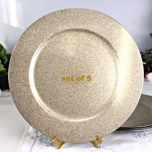 Vintage GOLD MINT CHARGER Plates - Set of 5 Shimmering Plastic Underplates