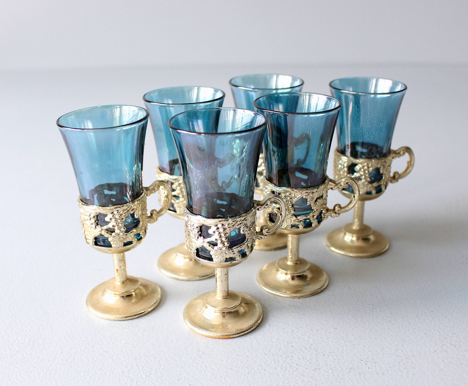 Vintage Shot Glasses Set of 6 Plastic Holders with Handle Etsy
