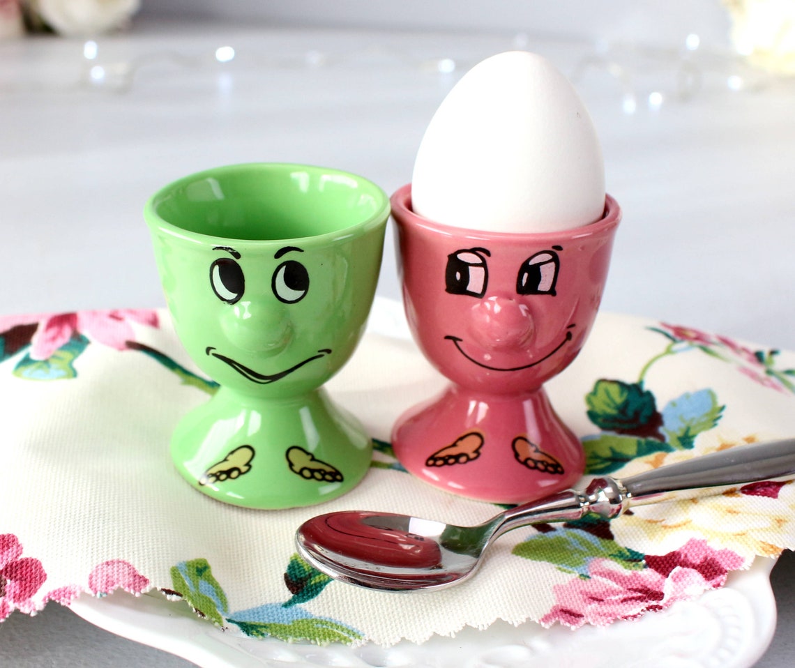 Vintage Egg Cup Holders Breakfast Egg Holders Ceramic Green Etsy Canada