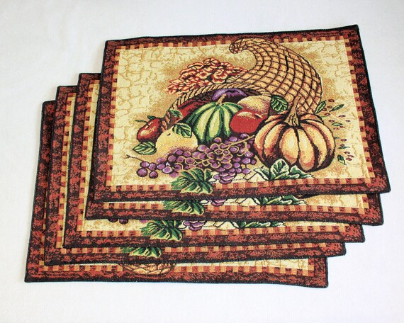 Table Placemats Harvest Placemats Set Tapestry Fabric | Etsy