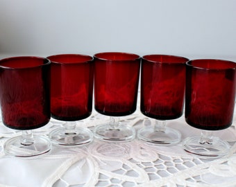 ヴィンテージ ルビーレッドワイングラス 5 個セット - Etsy 日本