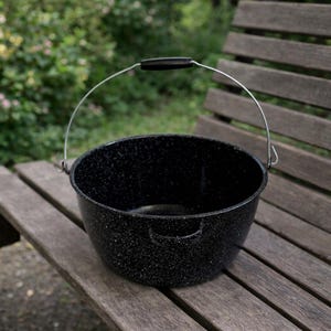 Vintage Enamel Basin: Large Bucket, Garden Farm Cottage Photography