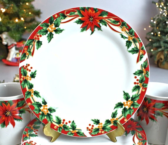 Vintage Weihnachtsstern-Salat- / Beilagenteller: Ancam feine Porzellan-Weihnachtsplatte,  'Sunflower Pattern' - Etsy sterreich
