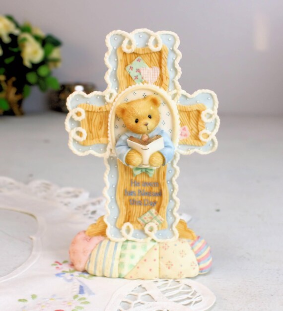Vintage CHERISHED TEDDIES Cross 'heaven Has Blessed This Day' 1997