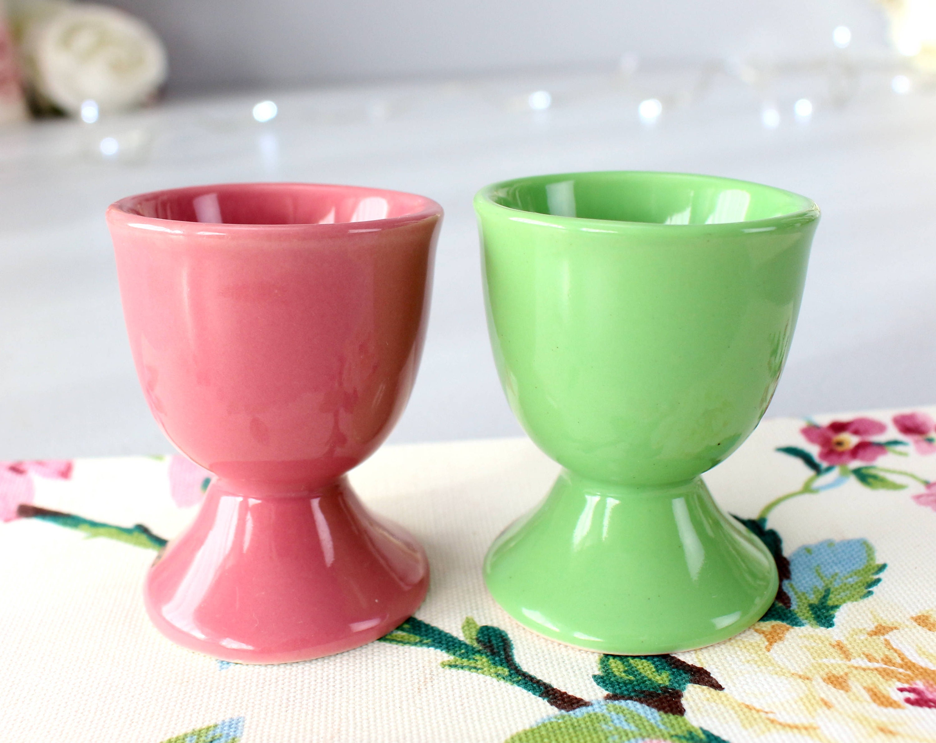 Vintage Egg Cup Holders Breakfast Egg Holders Ceramic Green Etsy Canada