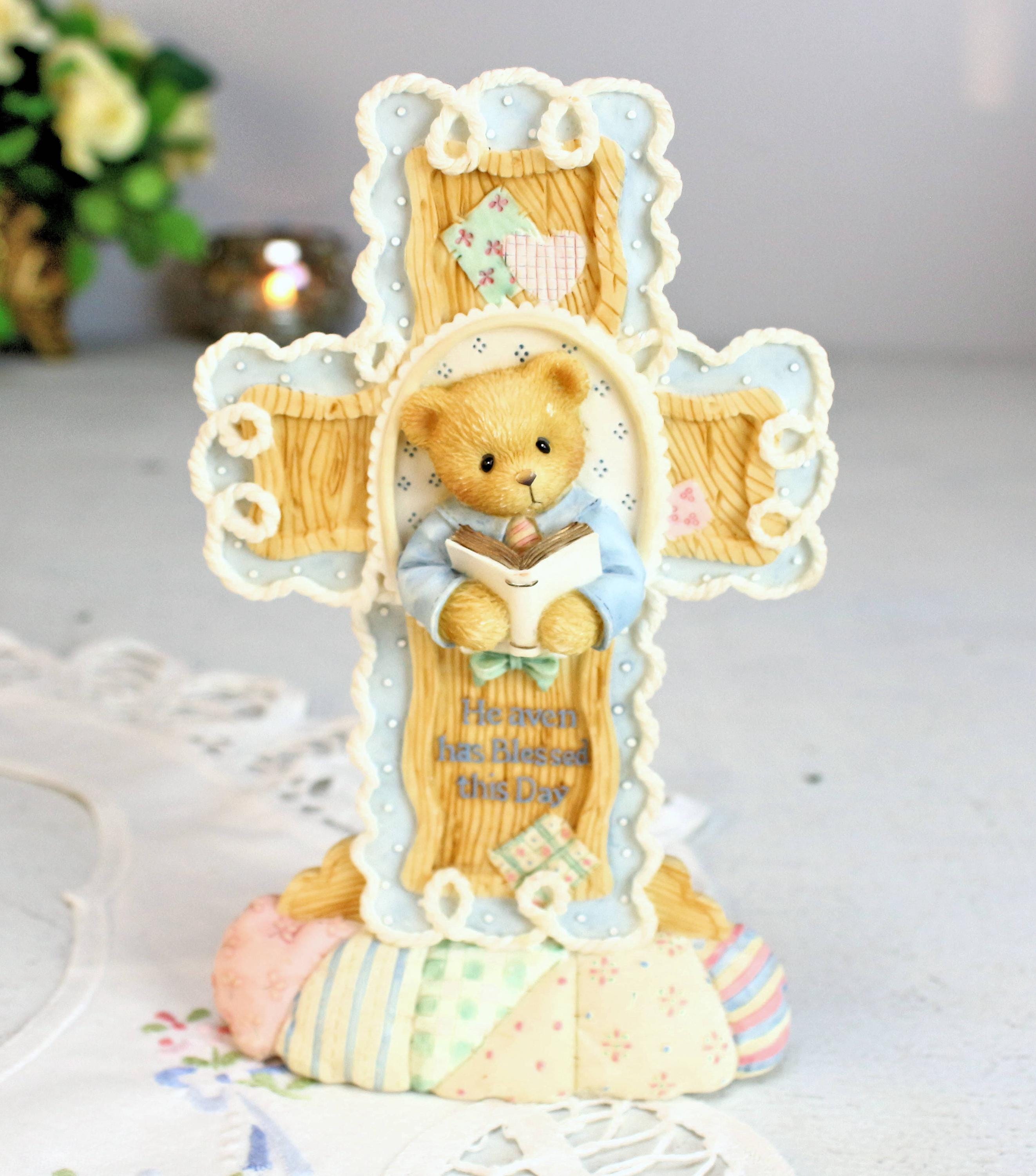 Vintage CHERISHED TEDDIES Cross 'heaven Has Blessed This Day' 1997