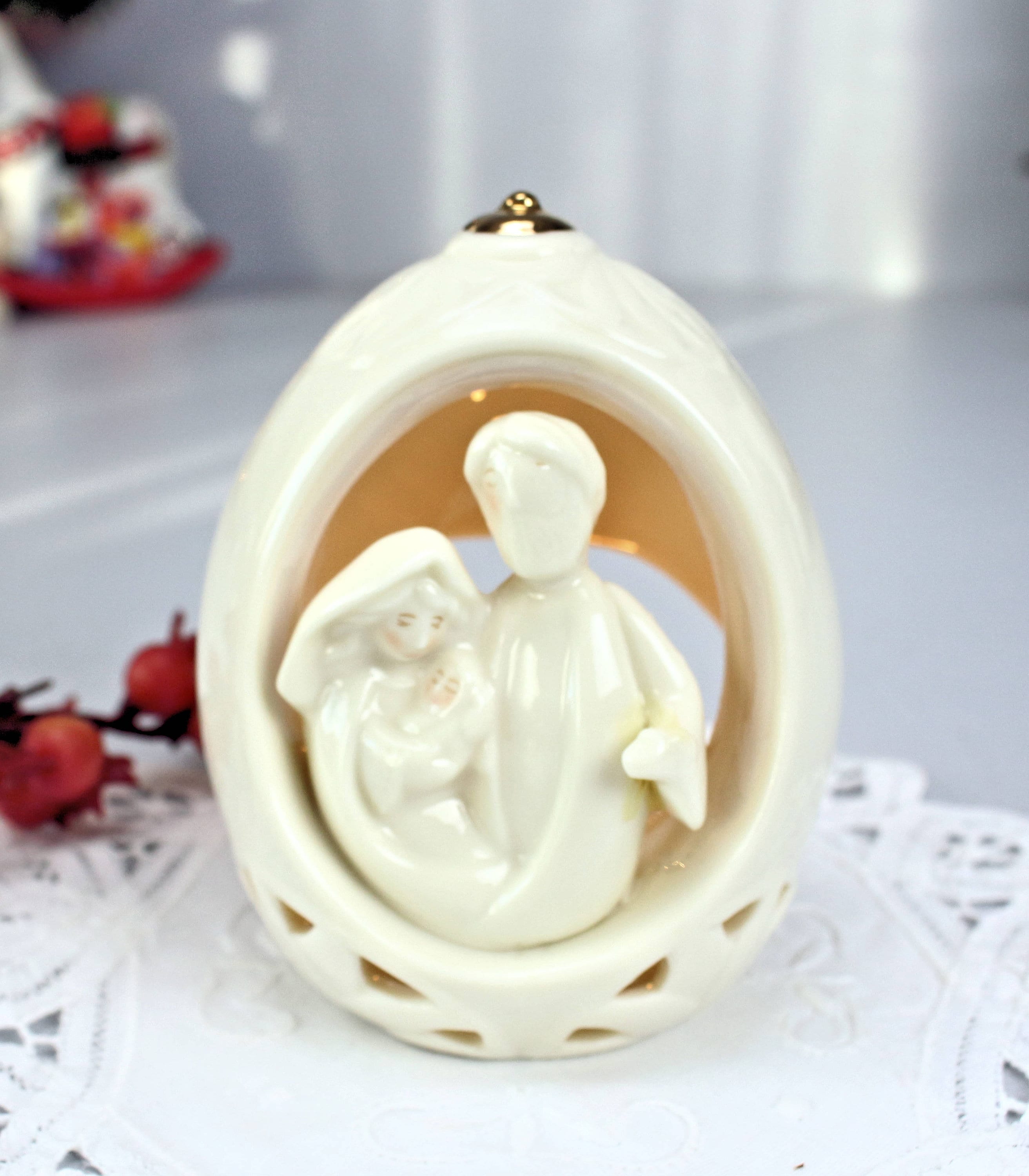 Russ Berrie★天からの贈り物★陶器製フォトフレーム★ヴィンテージ品 RUSS BERRIE Nativity Tealight Candle Holder, Vintage Ceramic