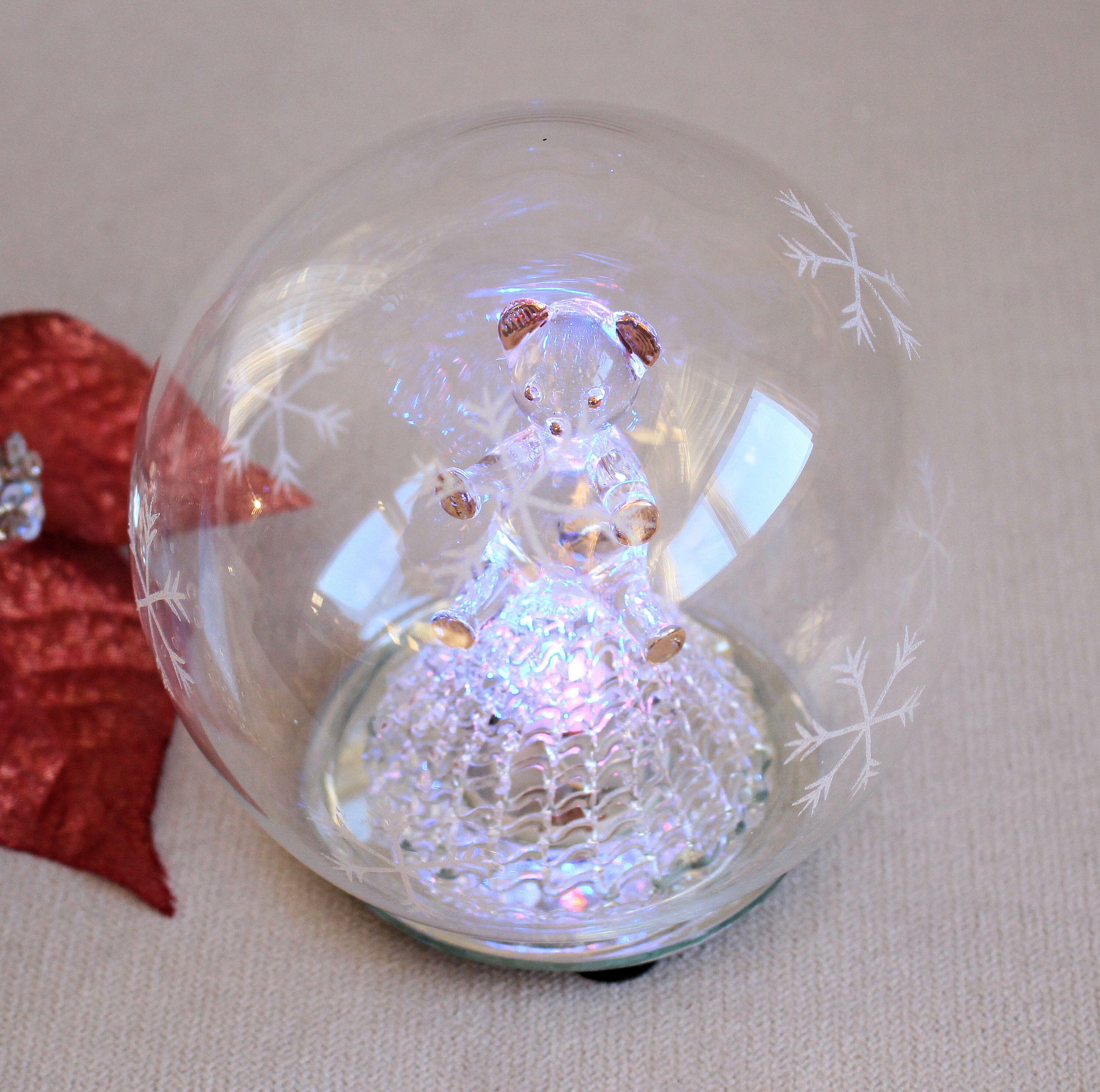 Bear Glass Globe Christmas Ball Decoration Table Decoration Etsy