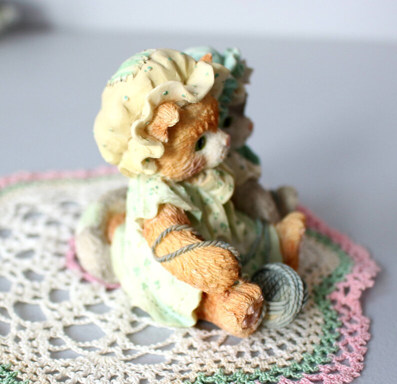 Vintage Calico Kittens Resin Cat Figurine Cats With Yarn and Etsy