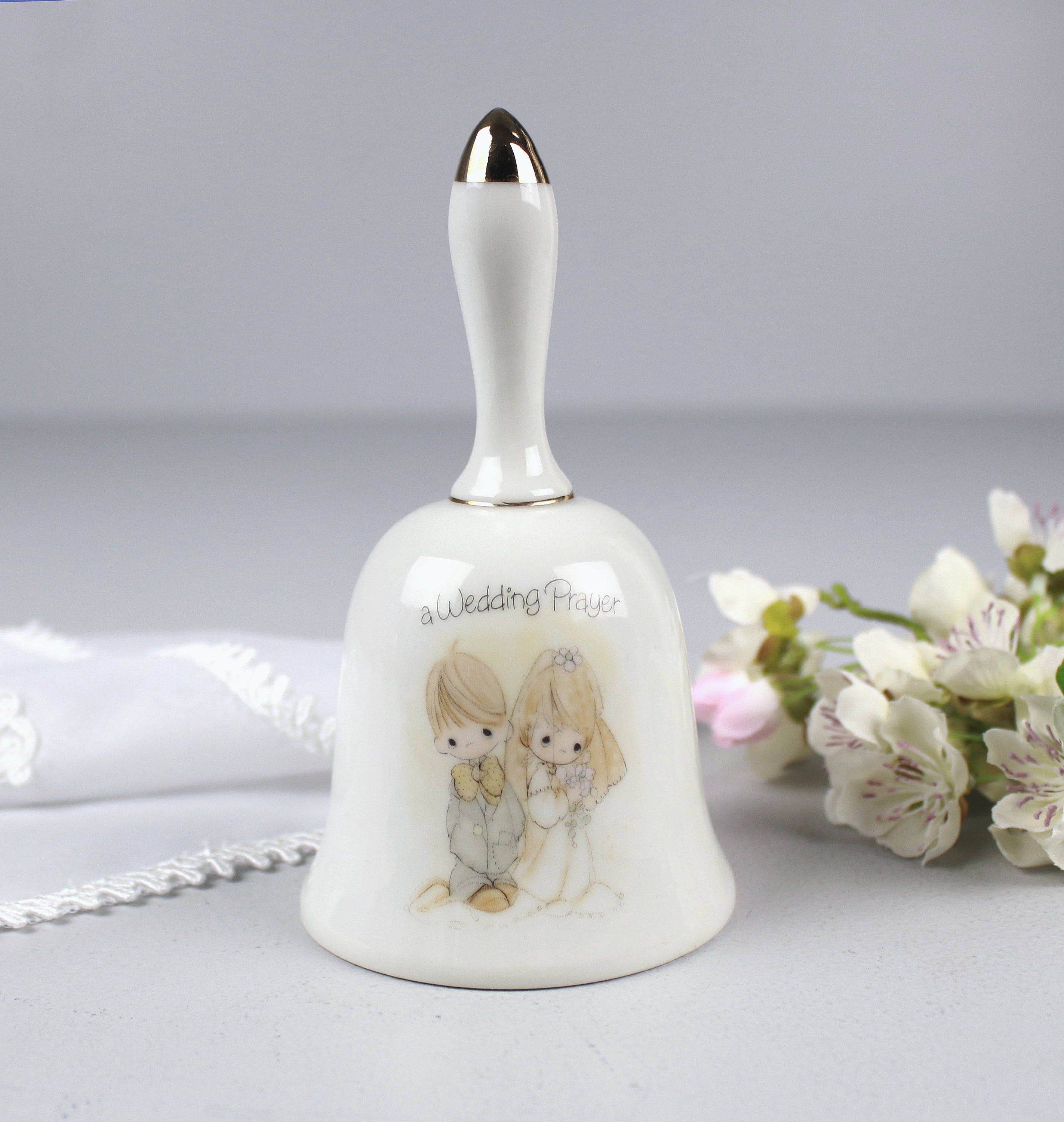 PRECIOUS MOMENTS, A Wedding Prayer Bell, Vintage Ceramic Keepsake