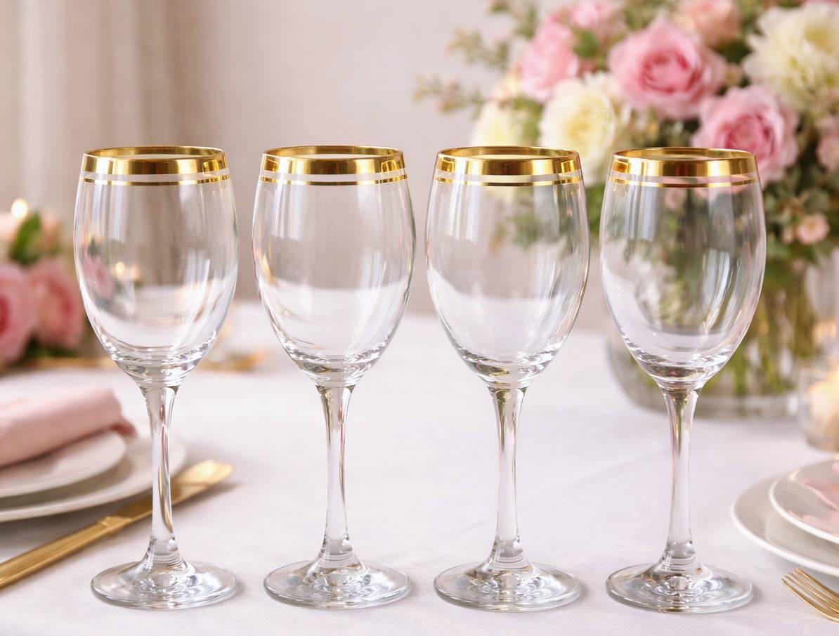 GURALLAR Turkey Germany Wine Glasses, 24kt Gold Rim, Set of 4 Vintage - Etsy