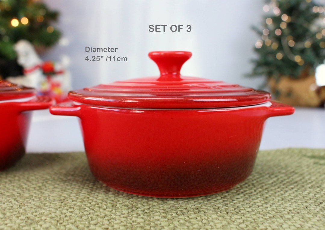 Red Rocqgroup Ramekin Vintage Red Ceramic Mini Ramekins With Lids - Set of 3 - Etsy