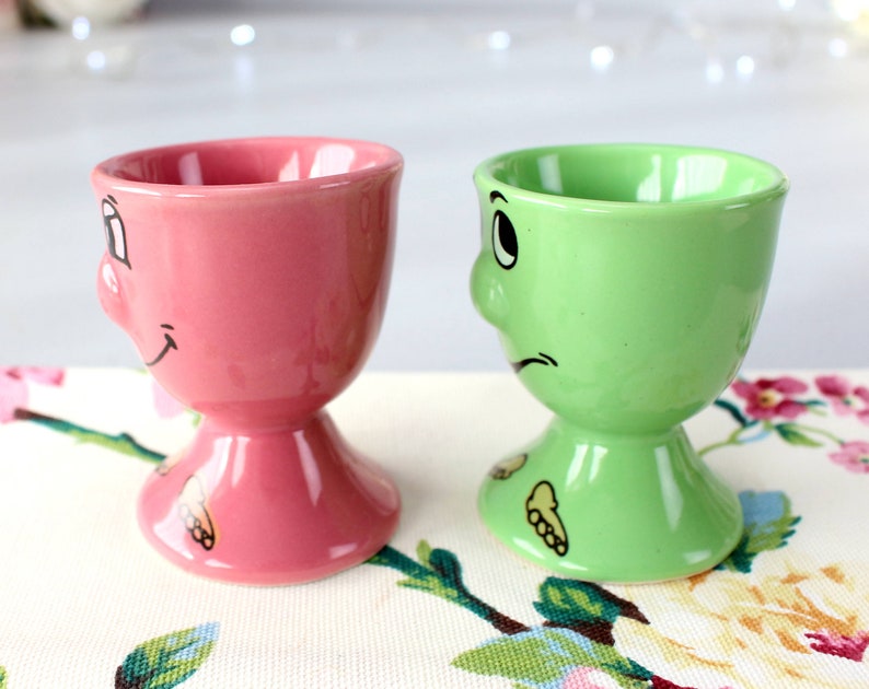 Vintage Egg Cup Holders Breakfast Egg Holders Ceramic Green Etsy Canada