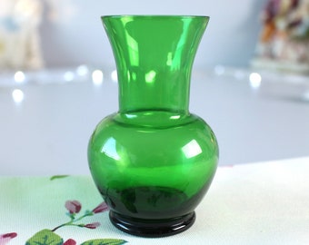 アンカーホッキンググラスのヴィンテージエメラルドグリーンガラス花瓶