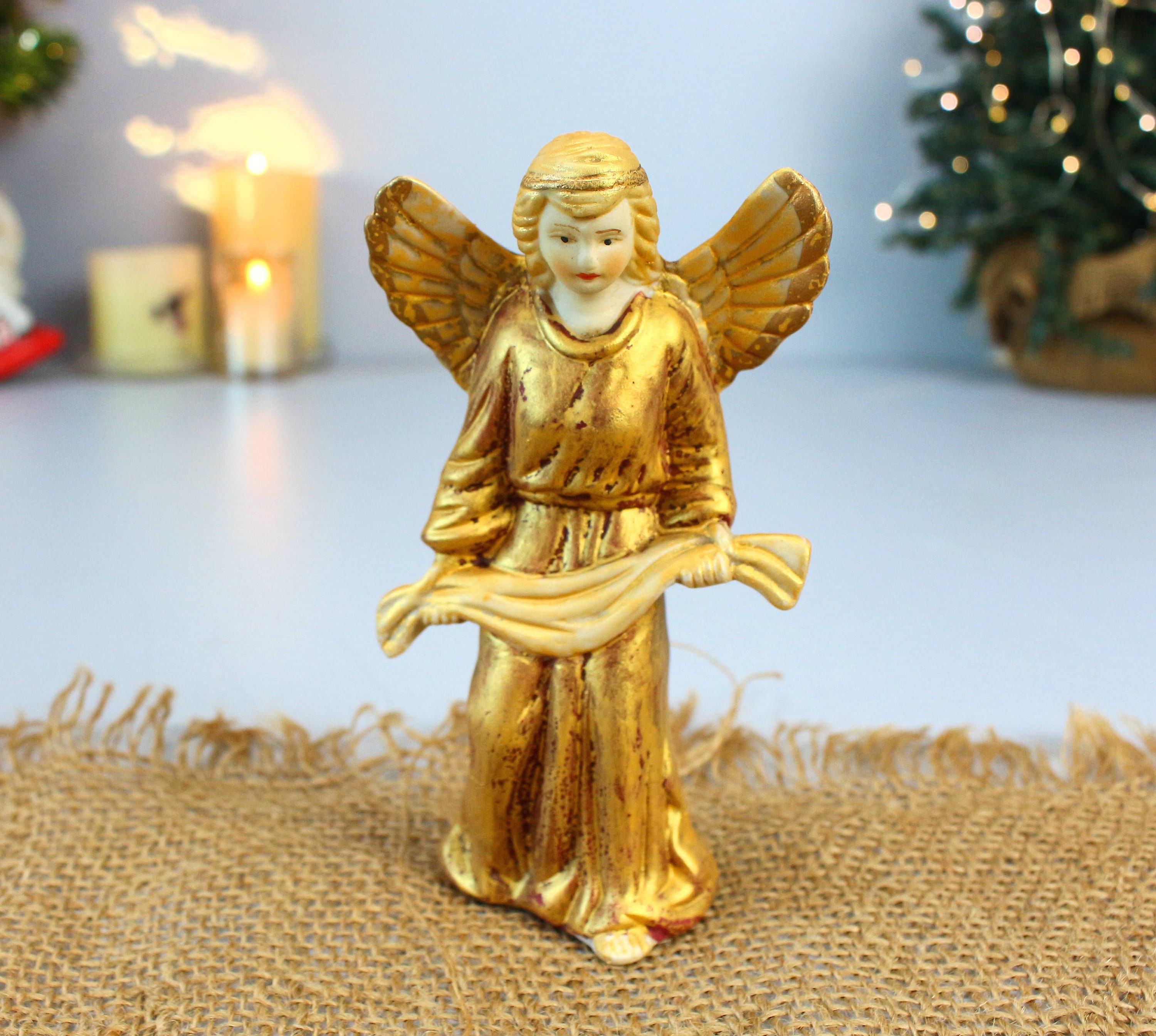 陶器製キリスト降誕セット：手描きのヴィンテージクリスマスフィギュア