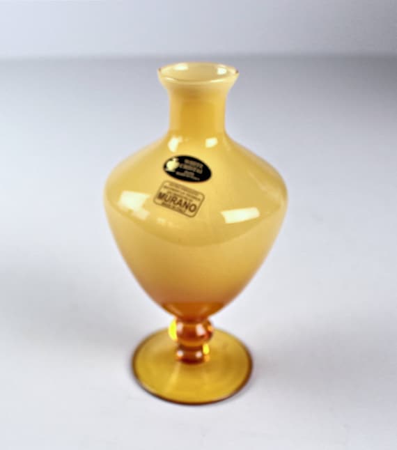 ヴィンテージ ムラーノ 花瓶：アンバーゴールドアートガラス