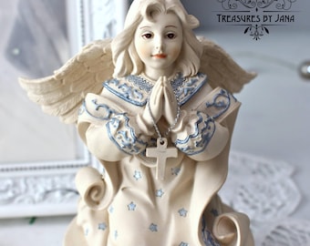 Sarah's Angels® Musical Box, Resin Angel With Cross, Pastel