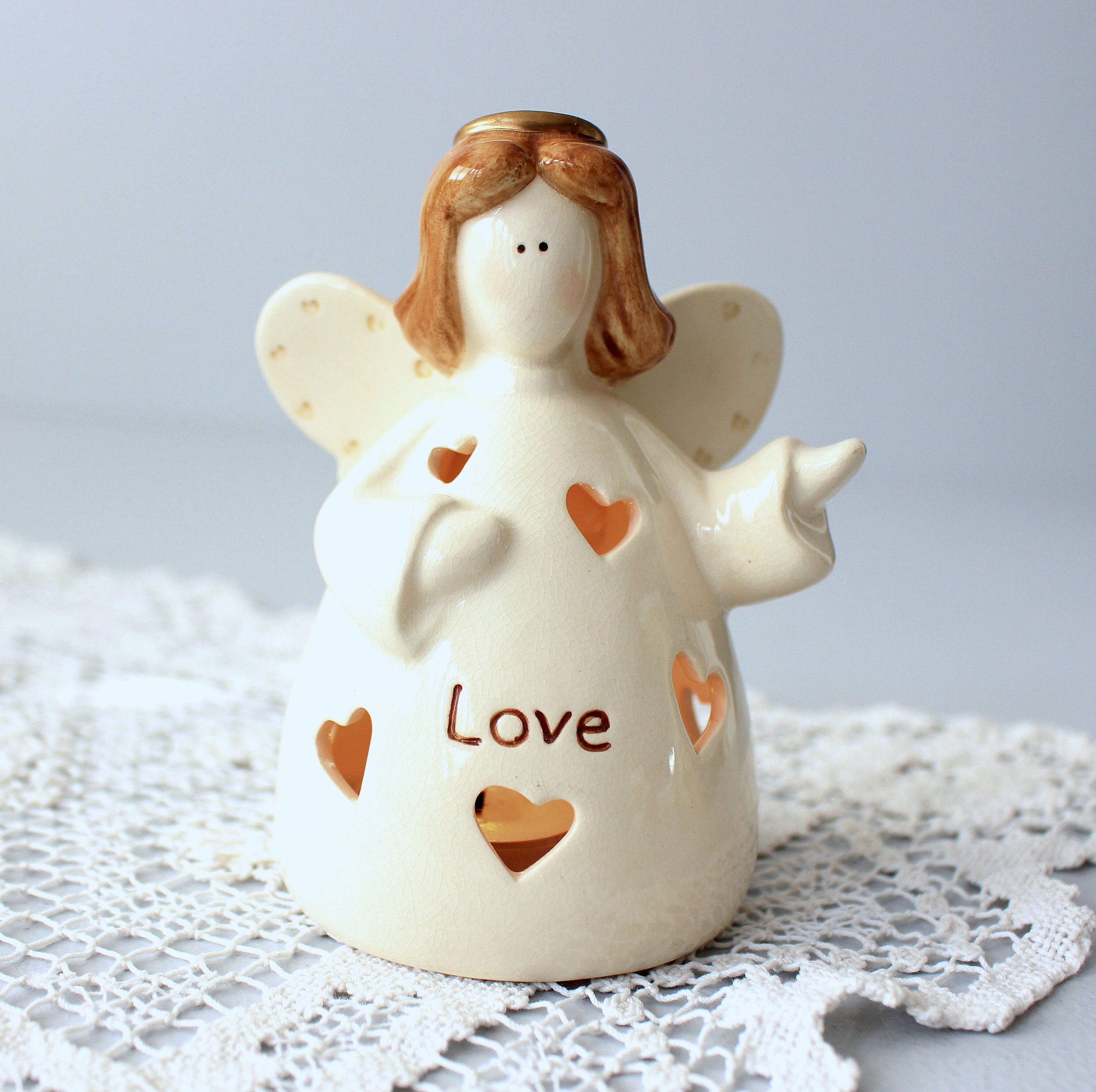 Vintage Angel Candle Holder White Ceramic Angel Figurine Etsy