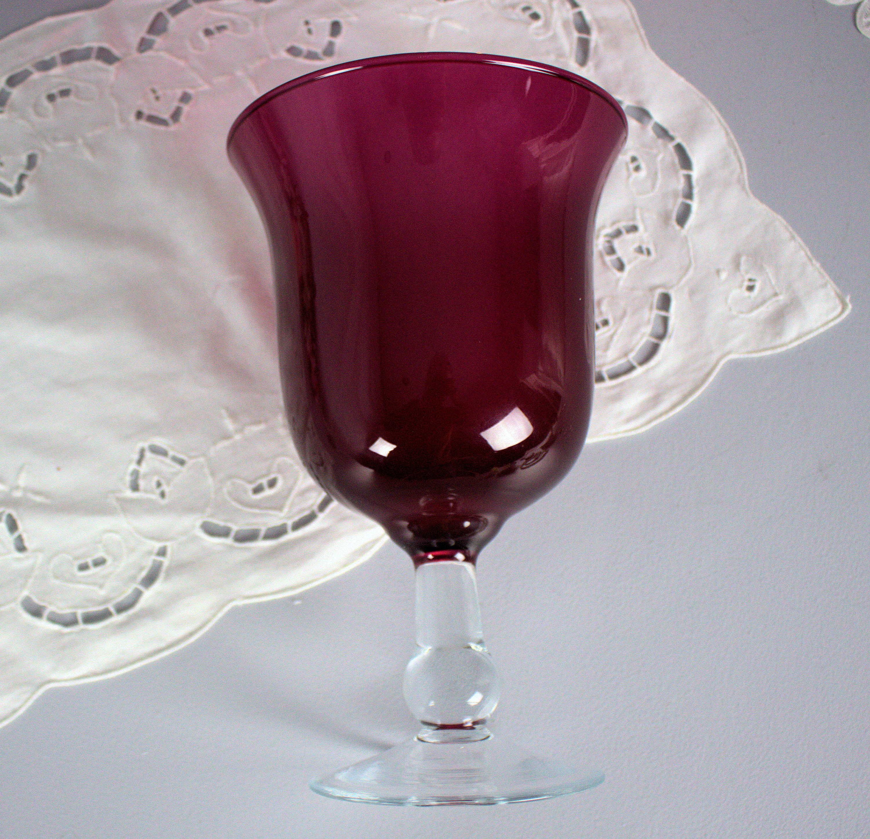 Vintage Red Glass Vase Dark Red Maroon Flower Vase Large Etsy