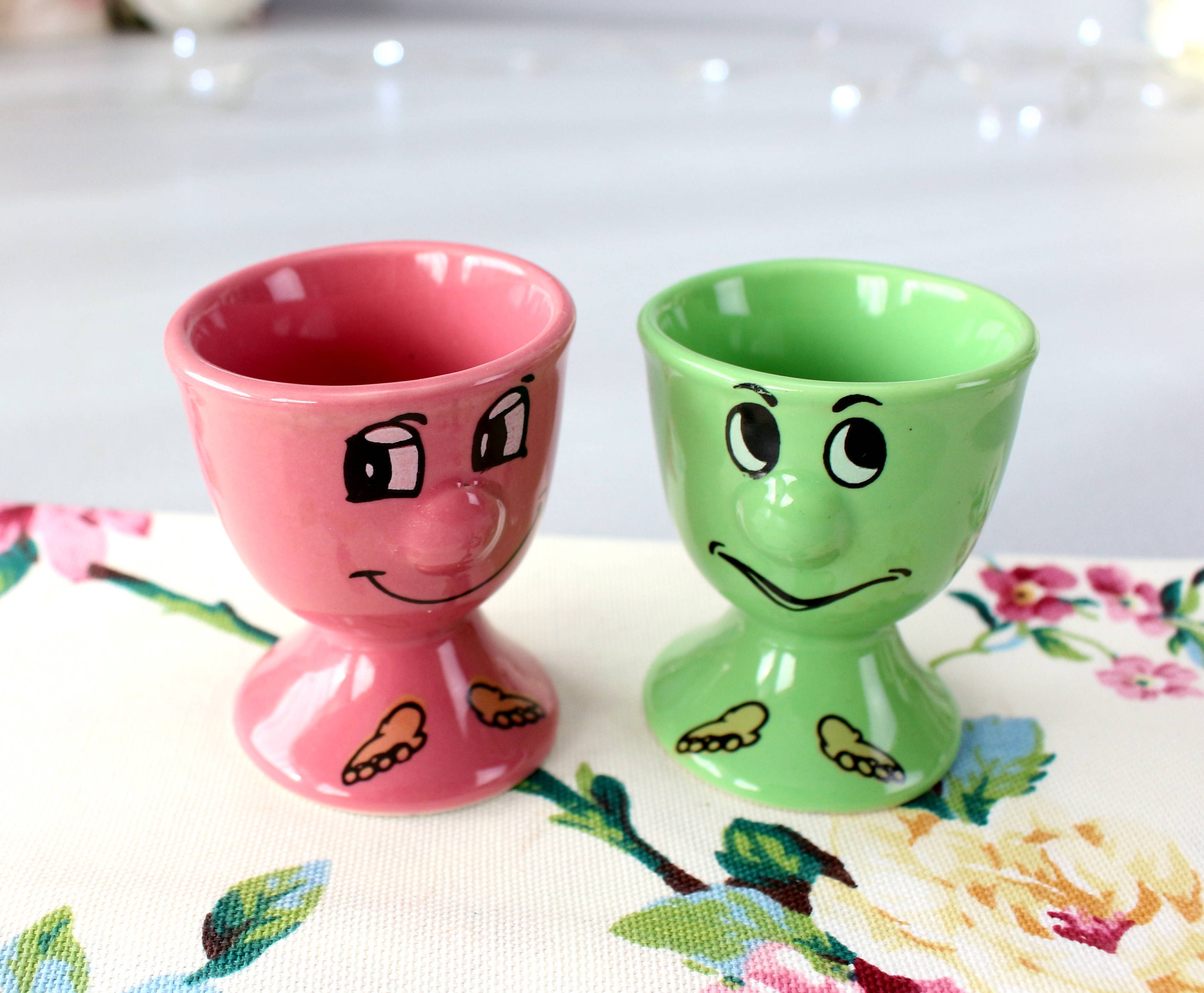 Vintage Egg Cup Holders Breakfast Egg Holders Ceramic Green Etsy Canada