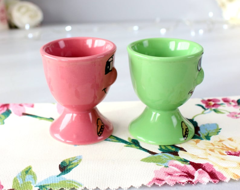 Vintage Egg Cup Holders Breakfast Egg Holders Ceramic Green Etsy Canada