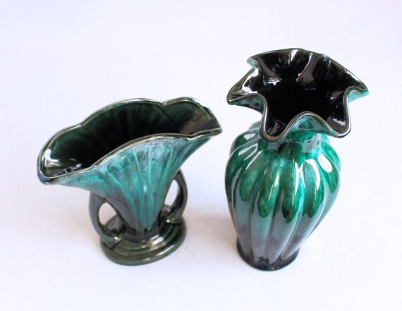 10 Blue Mountain Pottery Vases Green Ceramic Vase Etsy
