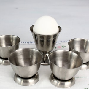 Vintage roestvrijstalen eierdopjes, set van 5&quot;