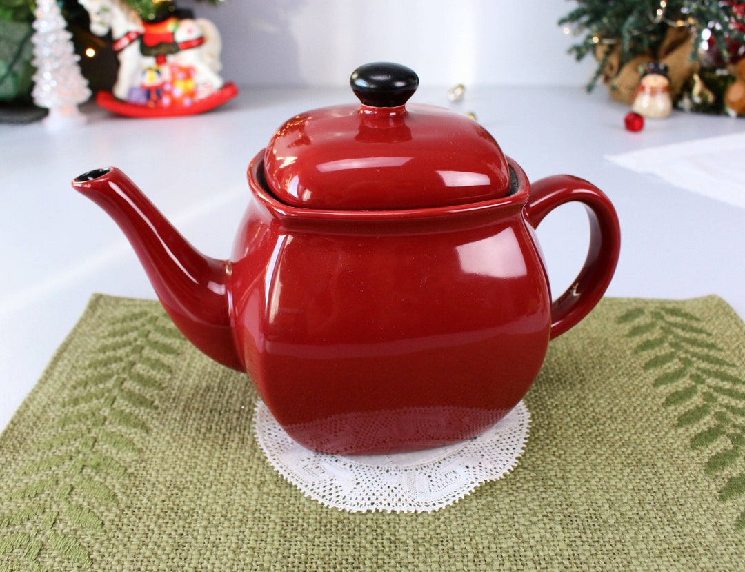 CORELLE Large Teapot Dark Burgundy Red Teapot Coordinates Etsy