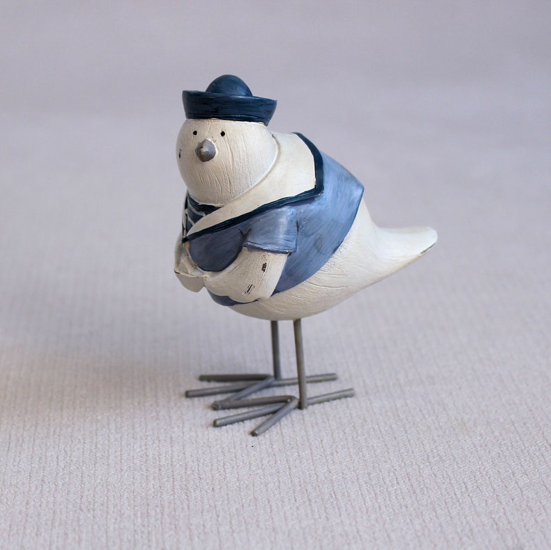 Blauer Vogel Stehend Garten Dekor Vintage Vogelfigur Vogel
