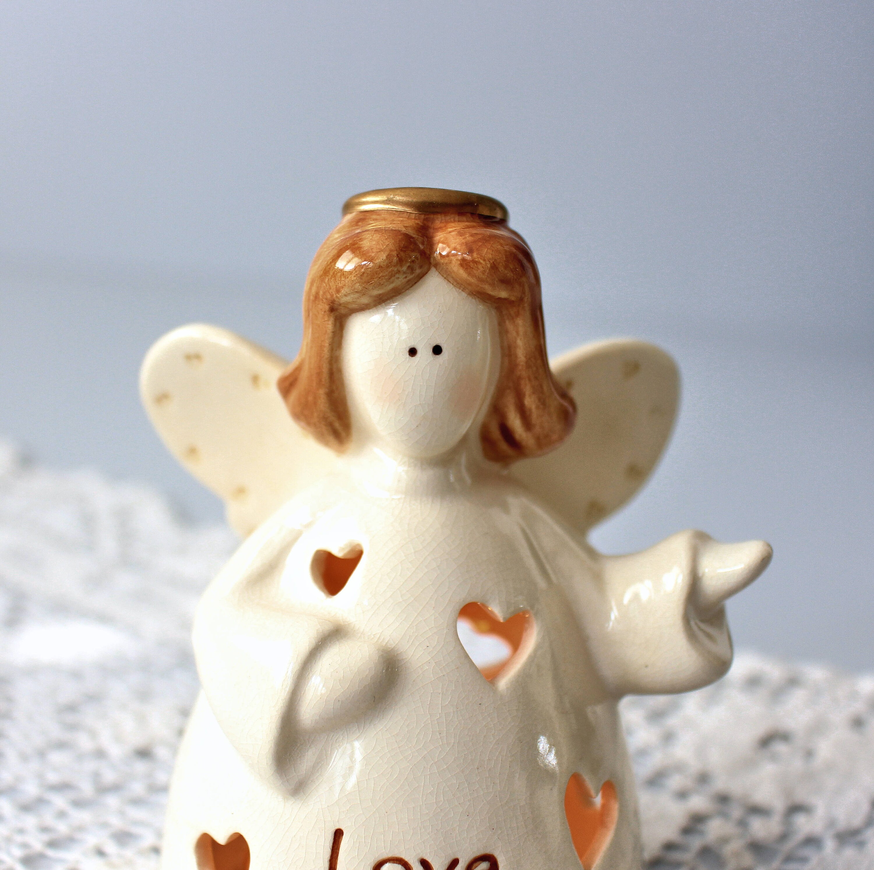 Vintage Angel Candle Holder White Ceramic Angel Figurine Etsy