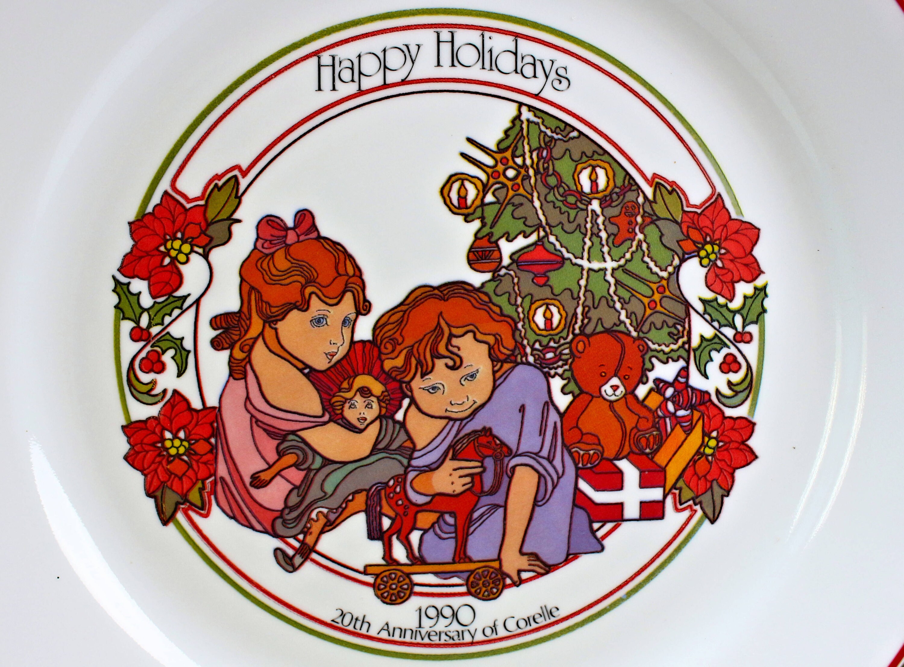 その他 Cofard Co. 20th Anniversary Plate Vintage CORELLE Christmas Dinner Plate, 1990 'happy Holidays' - Etsy