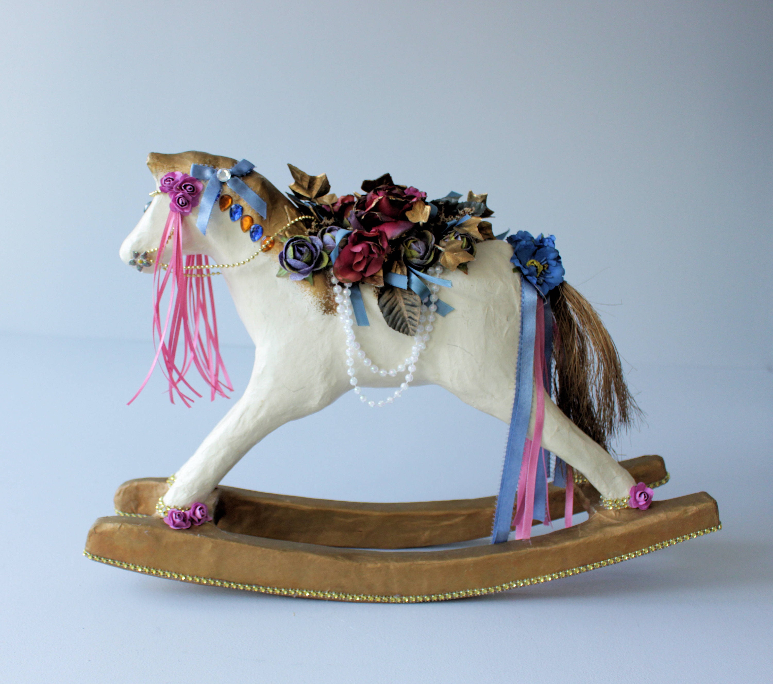 Rocking Horse Handmade Vintage Horse Statue Papiermache Etsy
