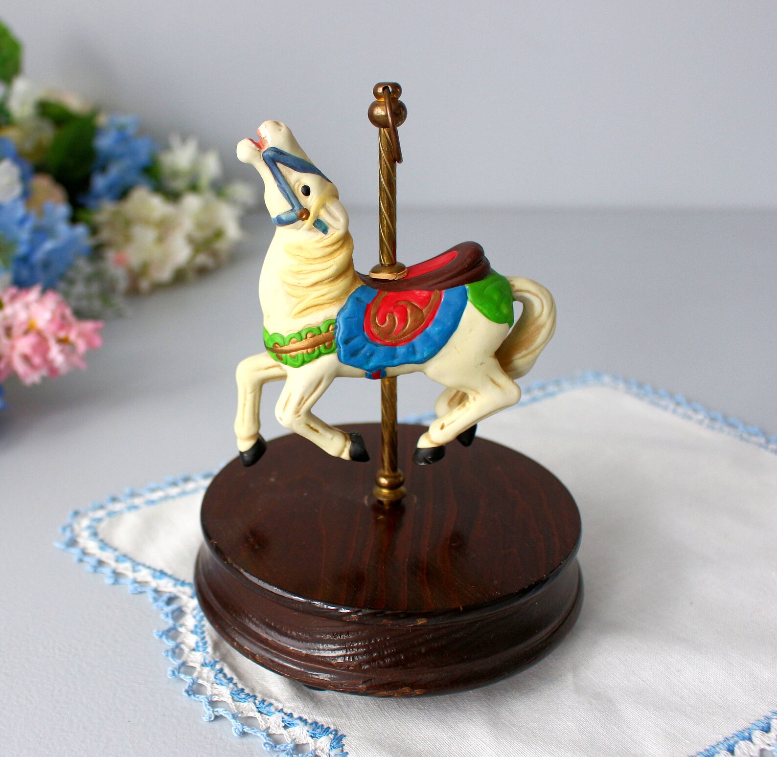 Vintage Horse Music Box Carousel Rotating Horse Horse with Etsy