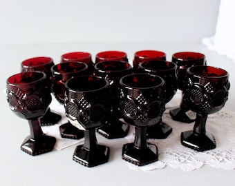 Vintage AVON Cape Cod Ruby Red Shot Glasses - Set of 4, Made in USA