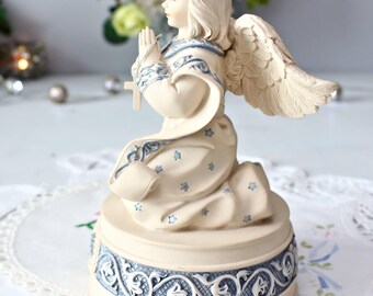 Sarah's Angels® Musical Box, Resin Angel With Cross, Pastel