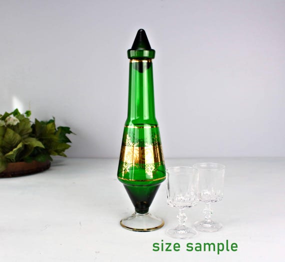 ベネチアングラス　ドルフィン　グリーン ヴィンテージ ベネチアン エメラルドグリーン カラフェ＆ワイングラス