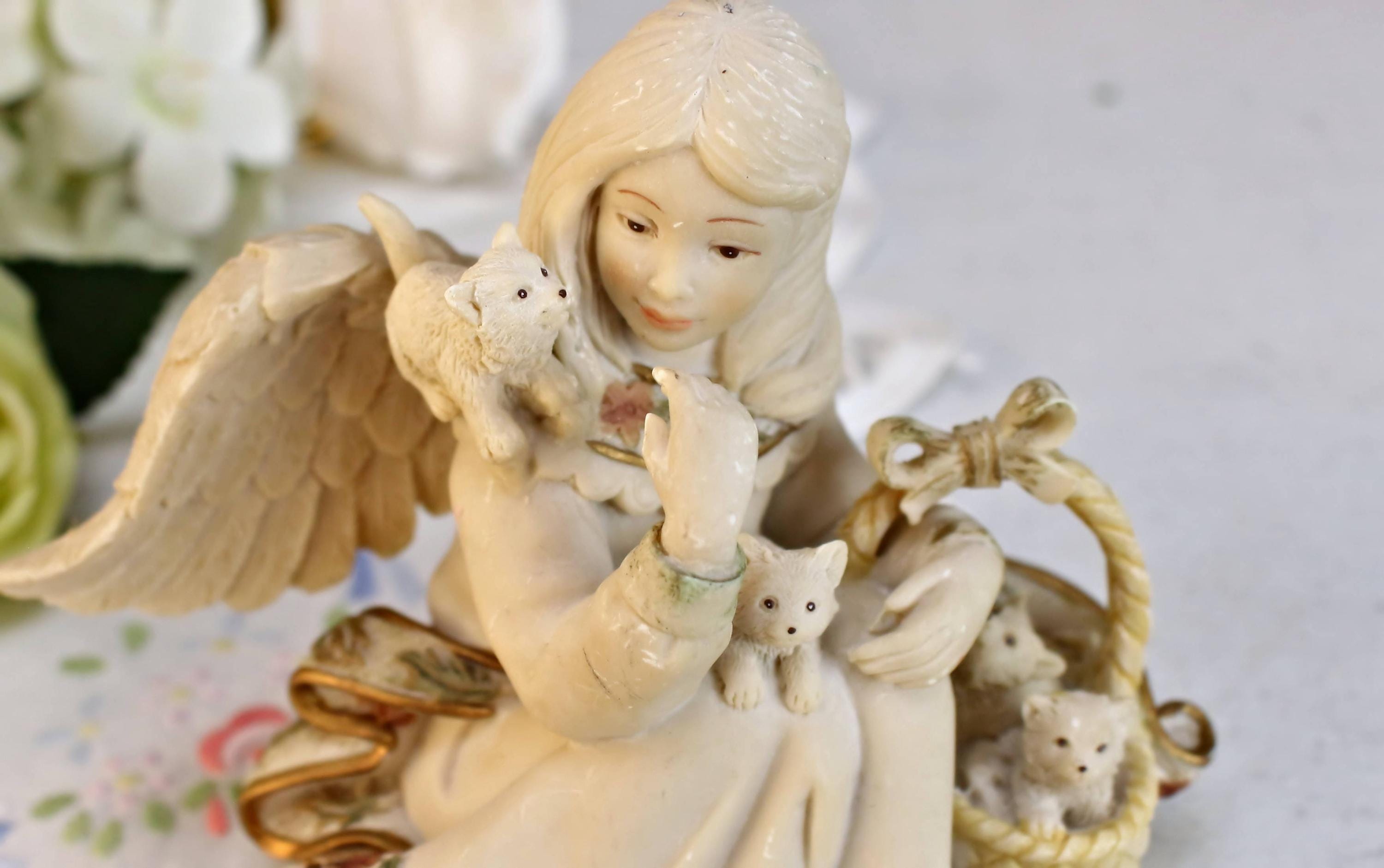 Sarah's Angels® Figurine: Angel With Kittens, Collectible Resin