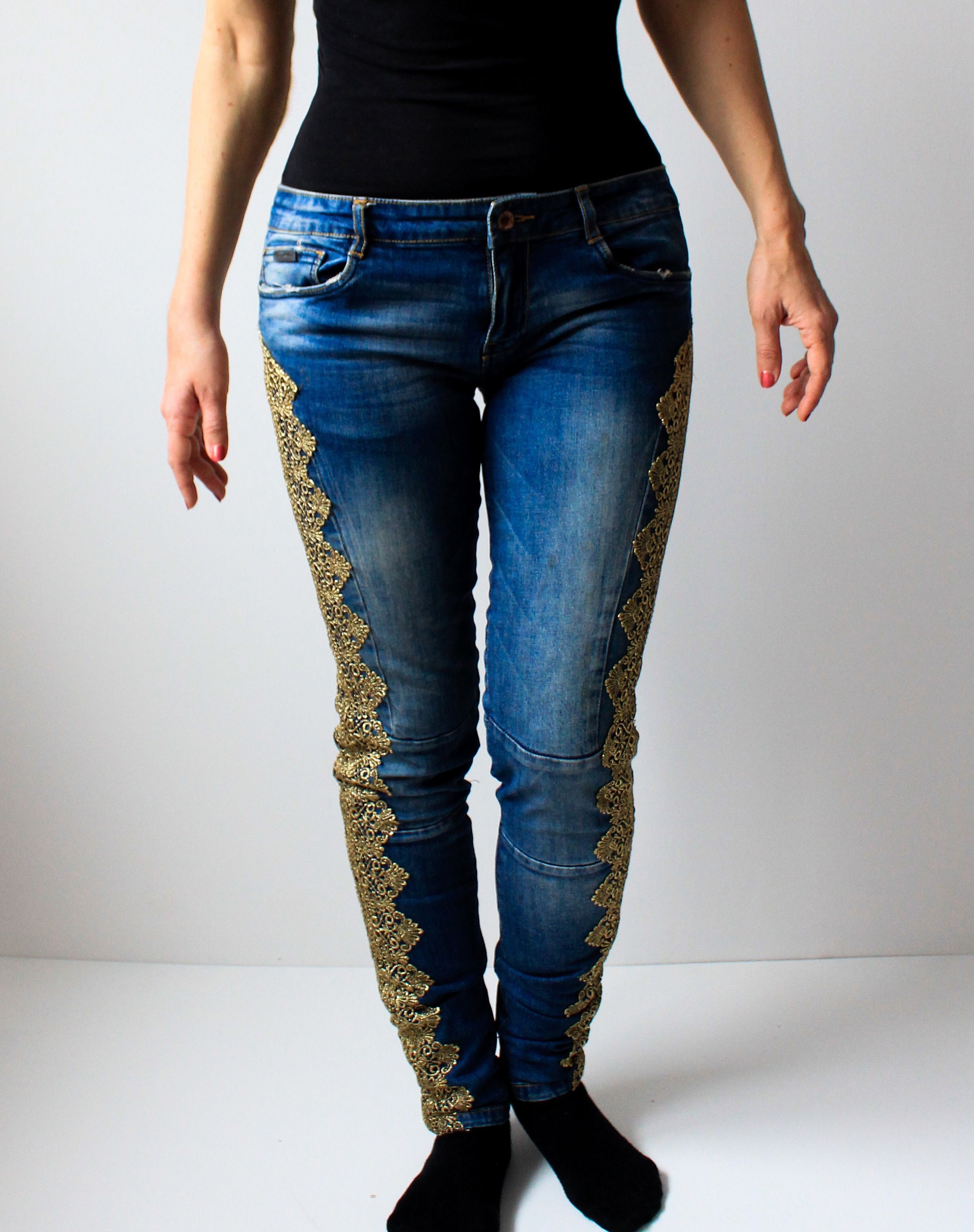 Gold sparkle jeans 2025